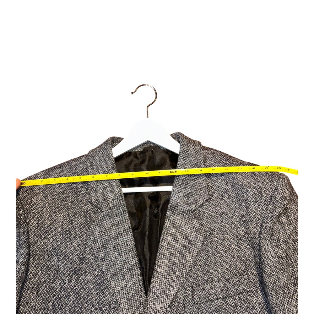 Harris Tweed Mens Gray Herringbone Wool Blazer Jacket 44R Handwoven Scotland - Picture 6 of 10